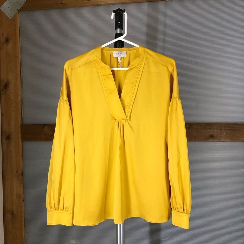 Laundry by SHELLI SEGAL Deep Yellow Flowy Boho Blouse Sz M